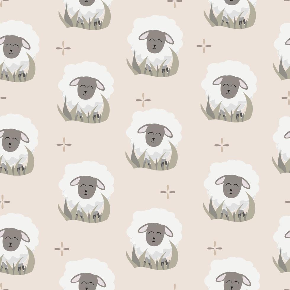 seamless pattern with cute sheep background vector