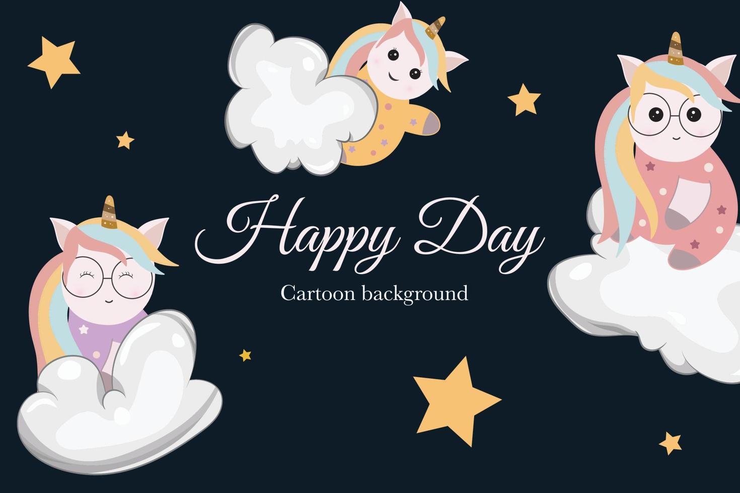 lindo fondo de plantilla de dibujos animados de unicornio kawaii vector