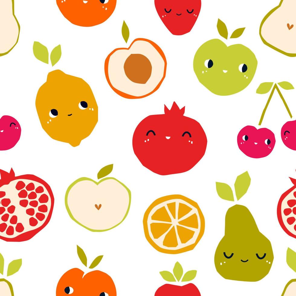 Seamless pattern with summer fruits. Cute children's modern style background vector