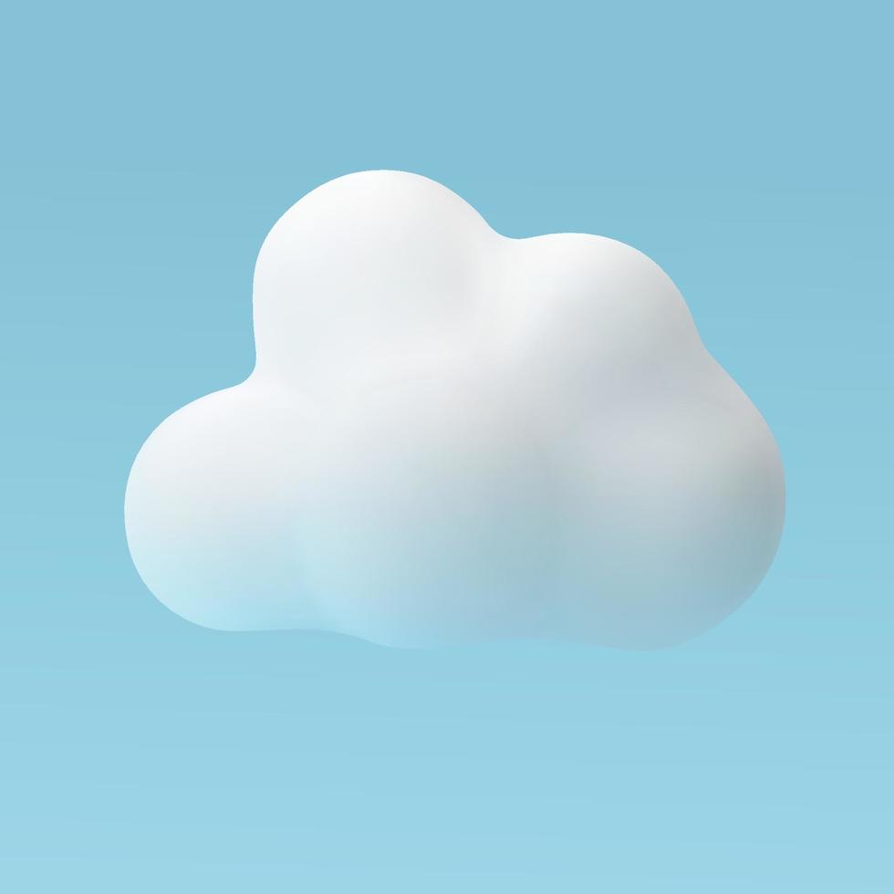 White cloud 3d vector on a blue sky. Stylized cartoon realistic illustration in a modern style