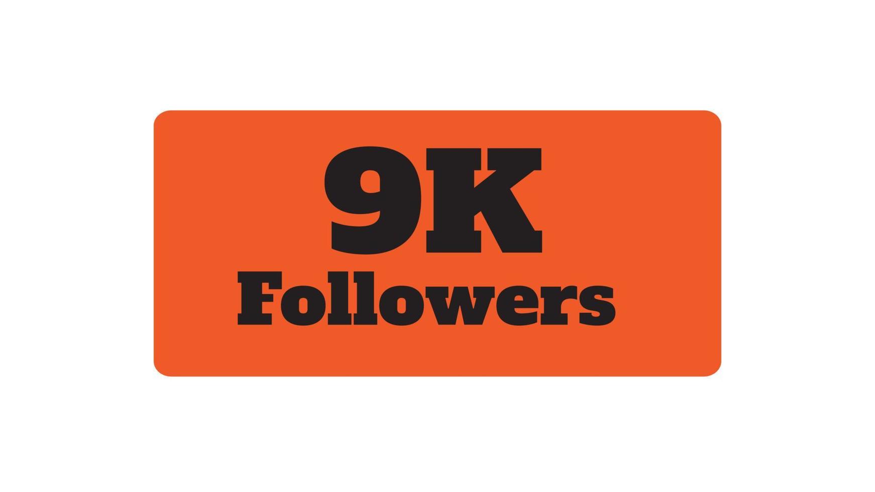 9k followers orange, icon, logo vector illustration