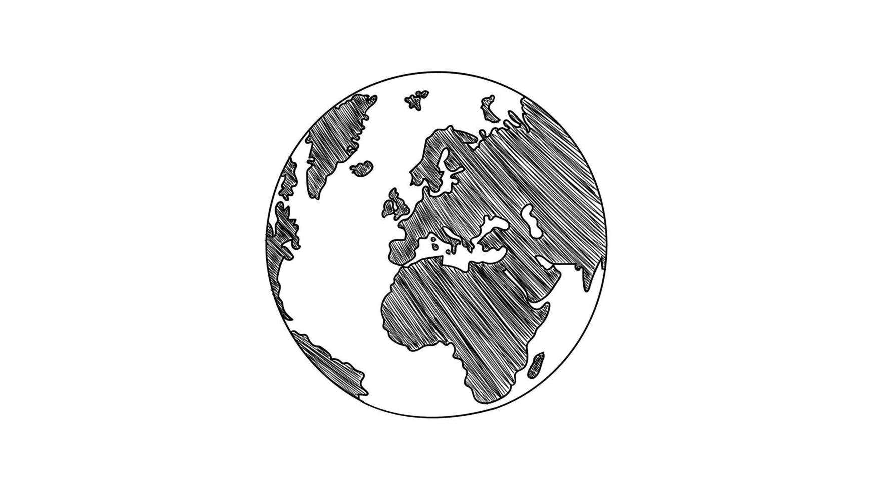 Abstract sketch lines globe earth world map vector illustration