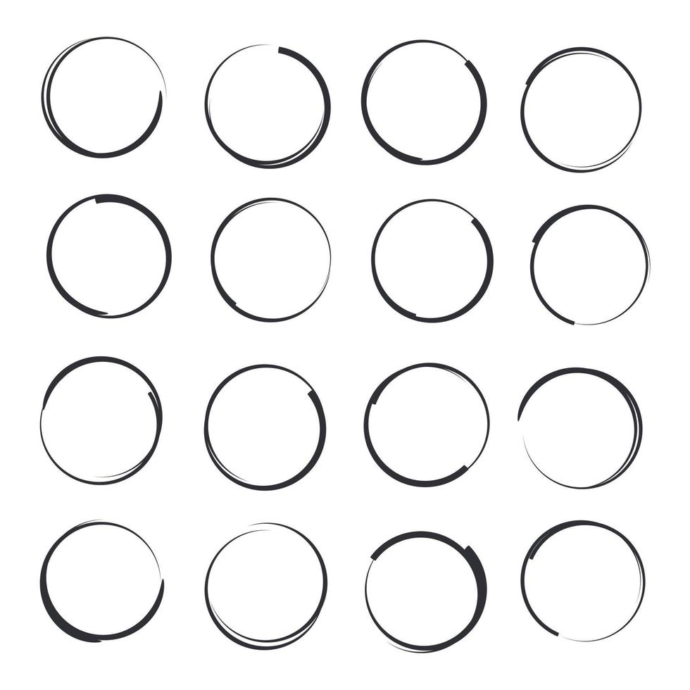 Hand drawn circles sketch frame template color editable. Rounds scribble line circles symbol vector sign isolated on white background illustration for graphic and web design.