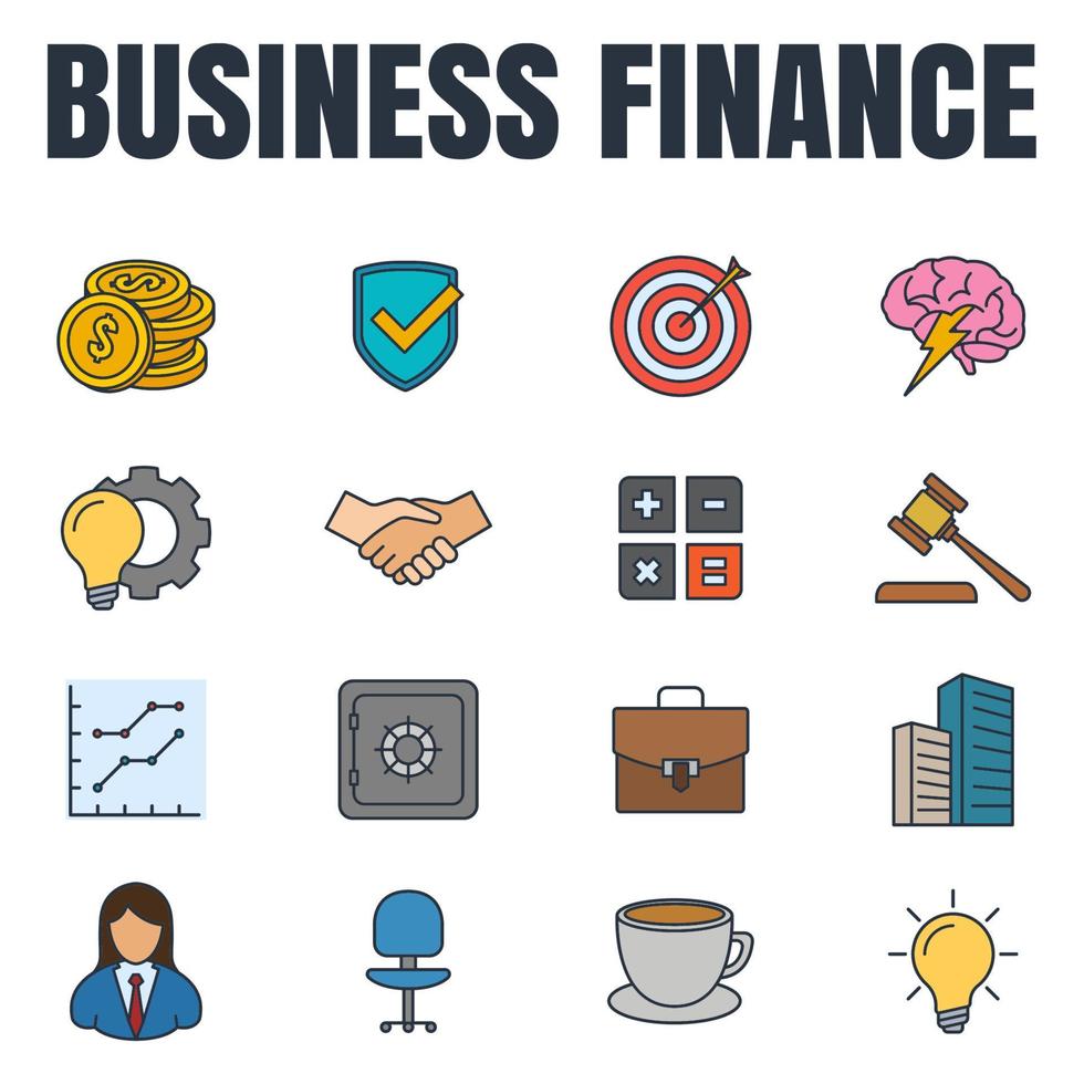 Set of Business finance icon logo vector illustration. finance and accounting pack symbol template for graphic and web design collection
