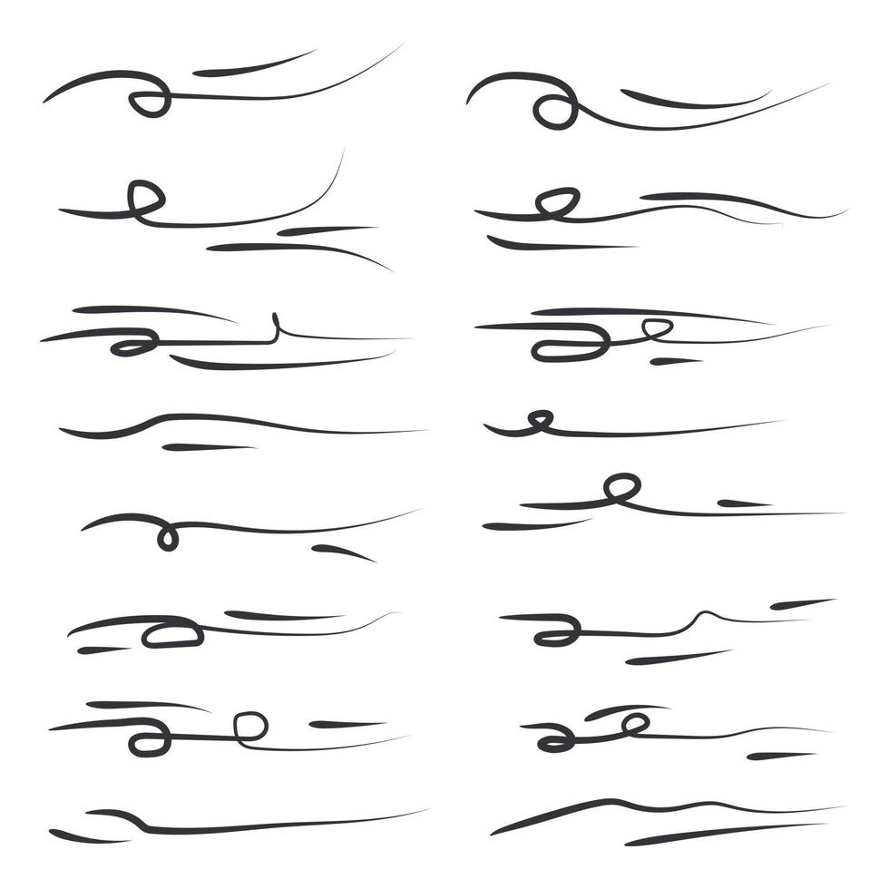 Hand drawn collection of curly swishes template color editable. Calligraphy swirl. Quotes icon vector sign isolated on white background illustration for graphic and web design.