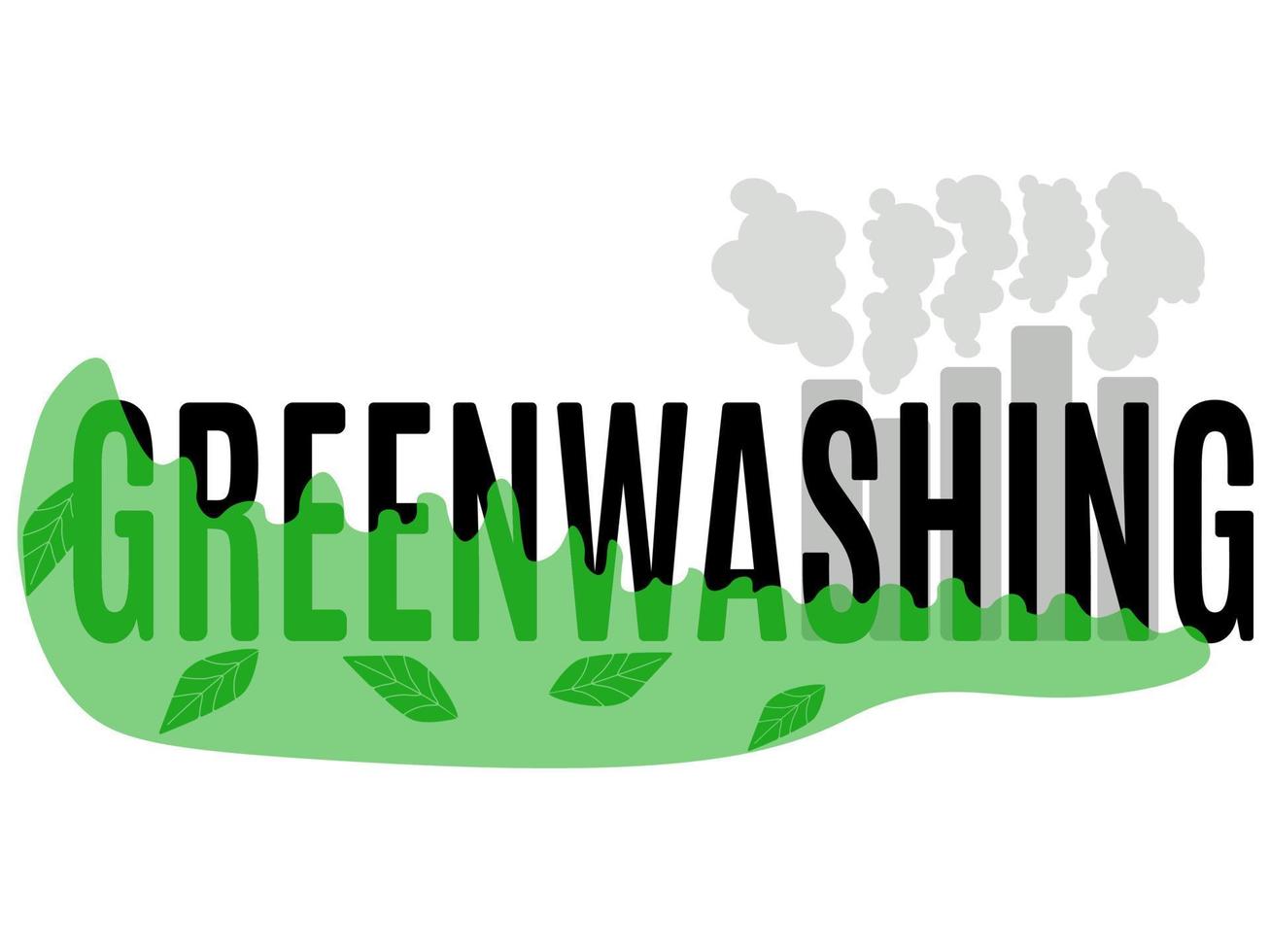 Greenwashing banner, information materials, cover for non-sustainable production vector