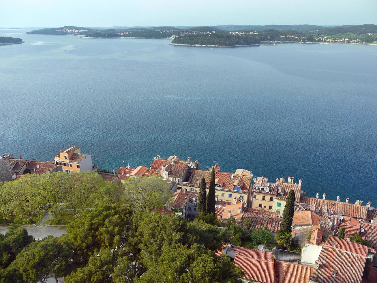 High angle view of beautiful old town red and orange color roof europe Croatia photo