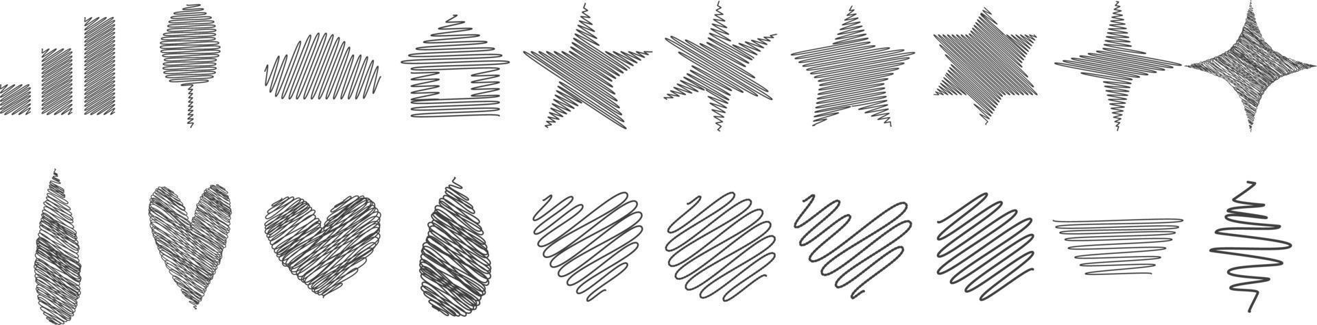 Collection of doodle line scribble vector