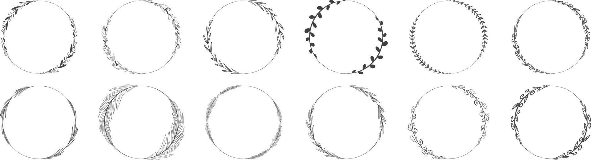 Circle frame leaf wreath vector