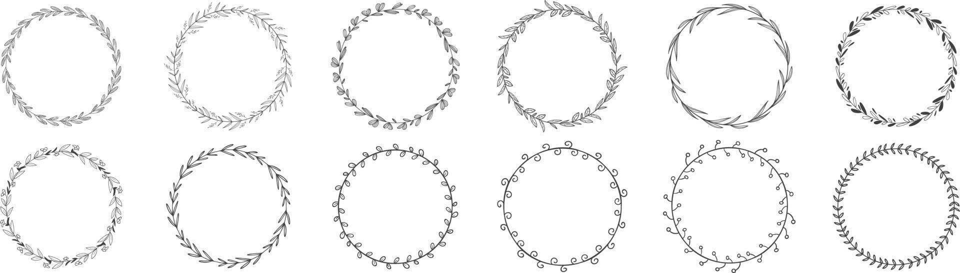 Circle frame leaf wreath vector