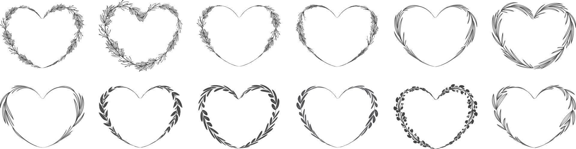 Heart shape leaf wreath vector