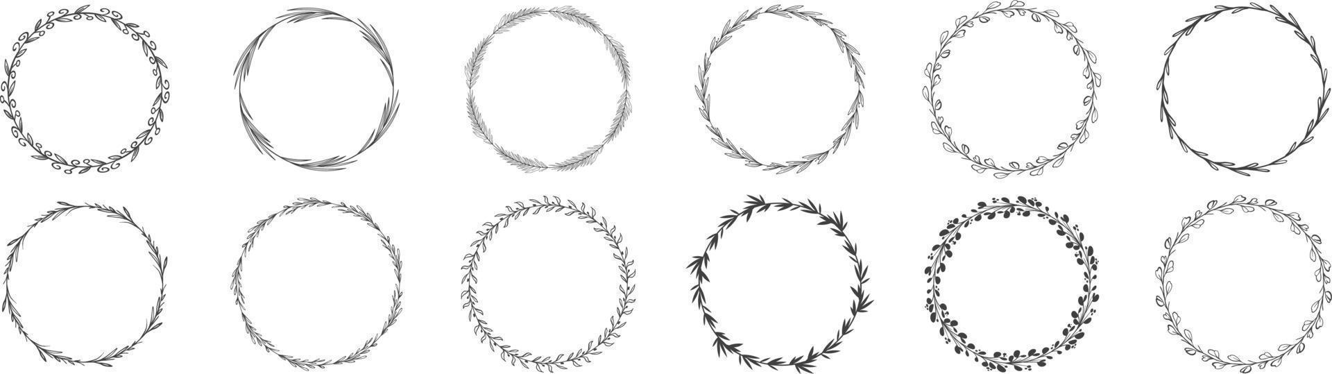 Circle frame leaf wreath vector