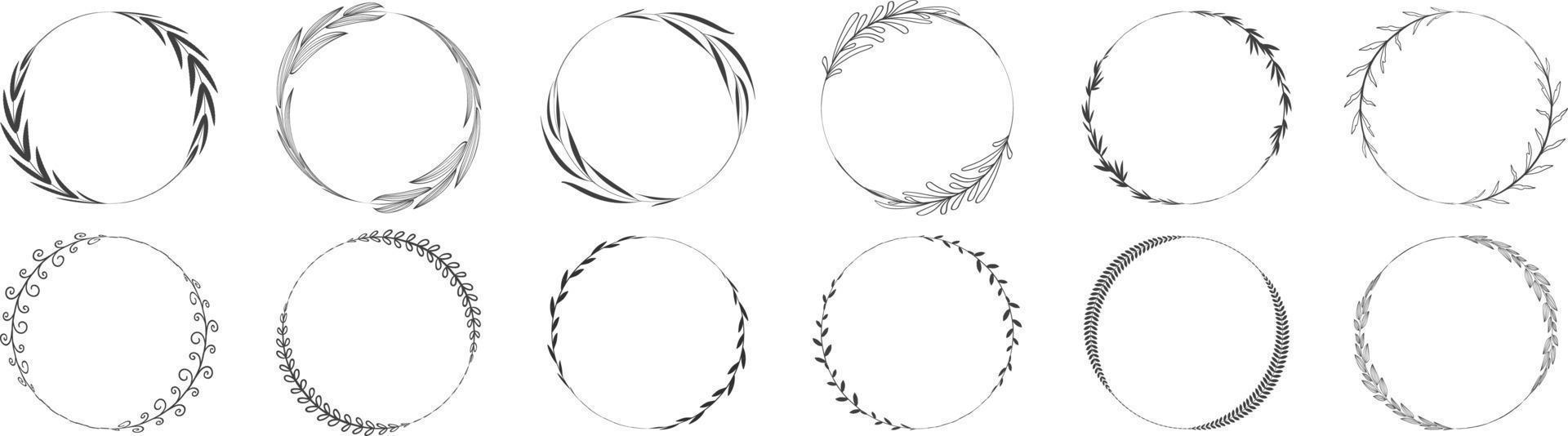 Circle frame leaf wreath vector
