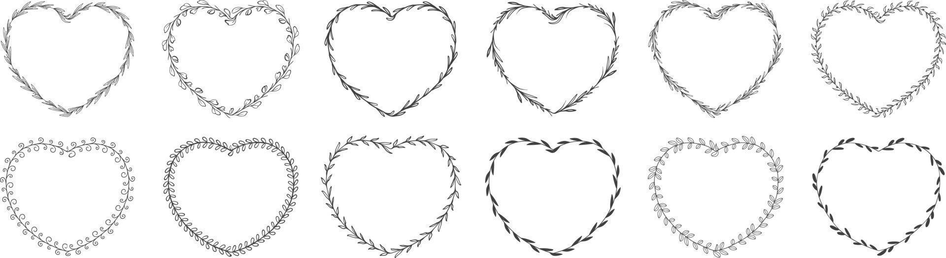 corona de hojas en forma de corazon vector