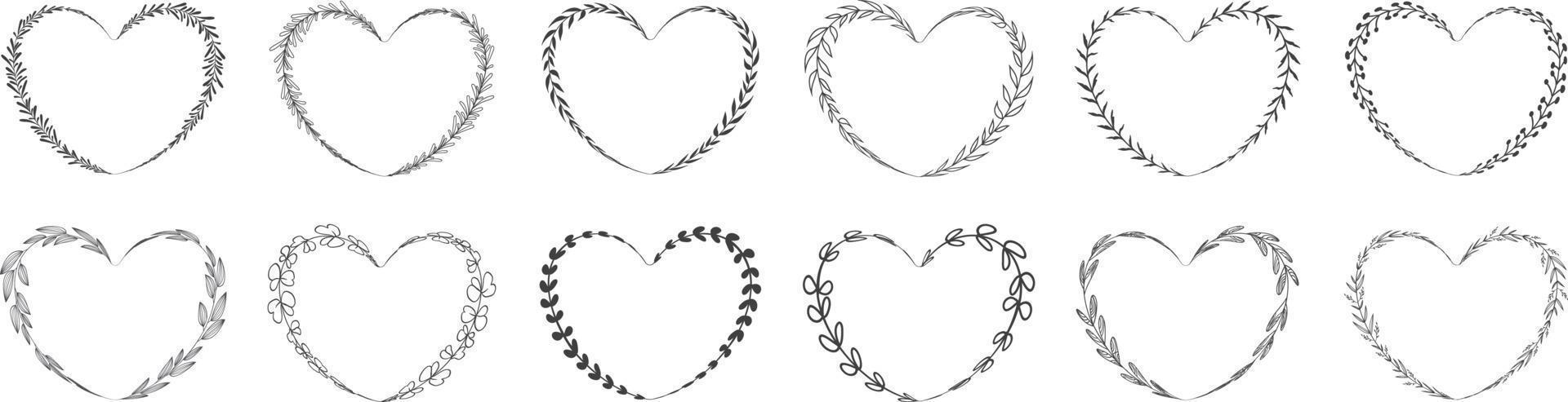 Heart shape leaf wreath vector