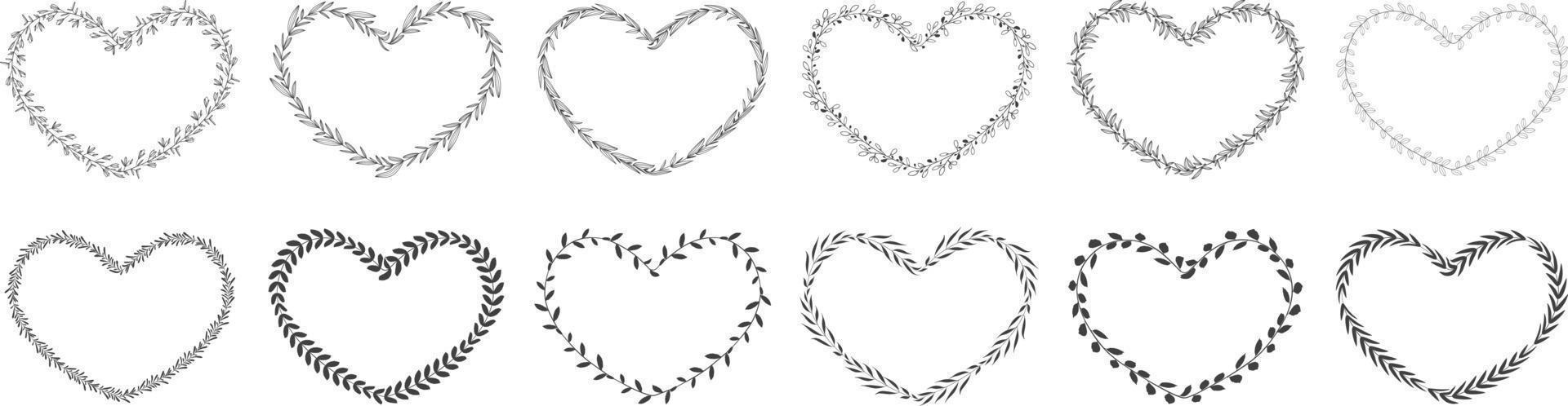 Heart shape leaf wreath vector