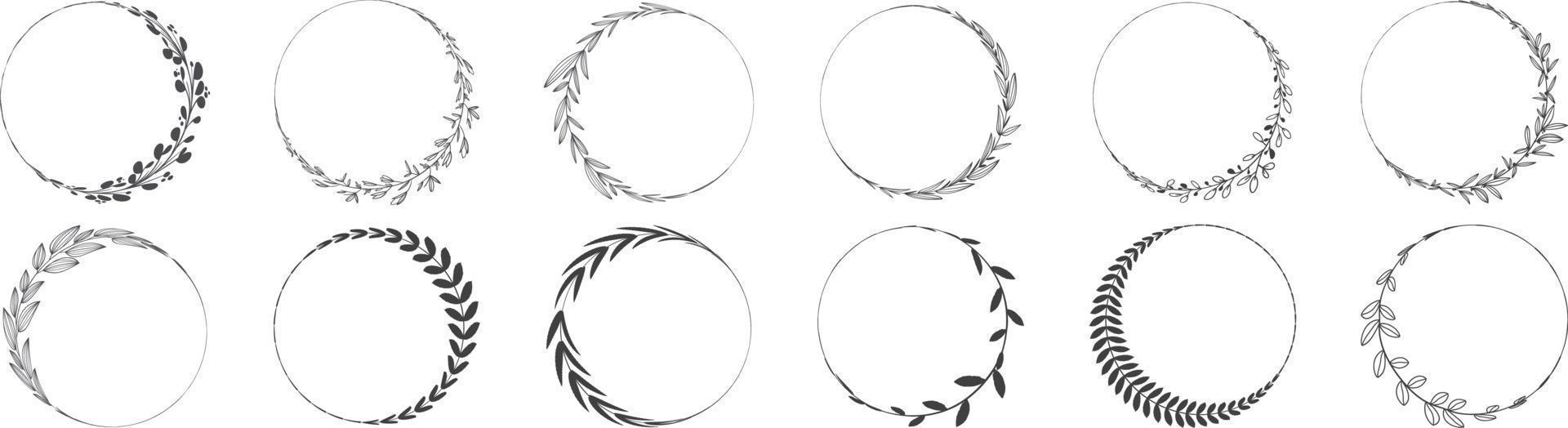 corona de hojas de marco de círculo vector