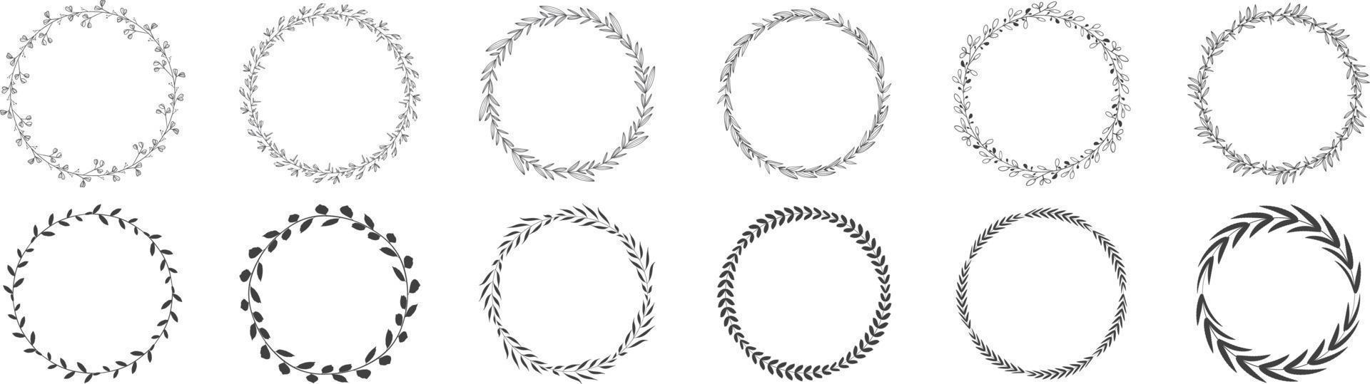 Circle frame leaf wreath vector