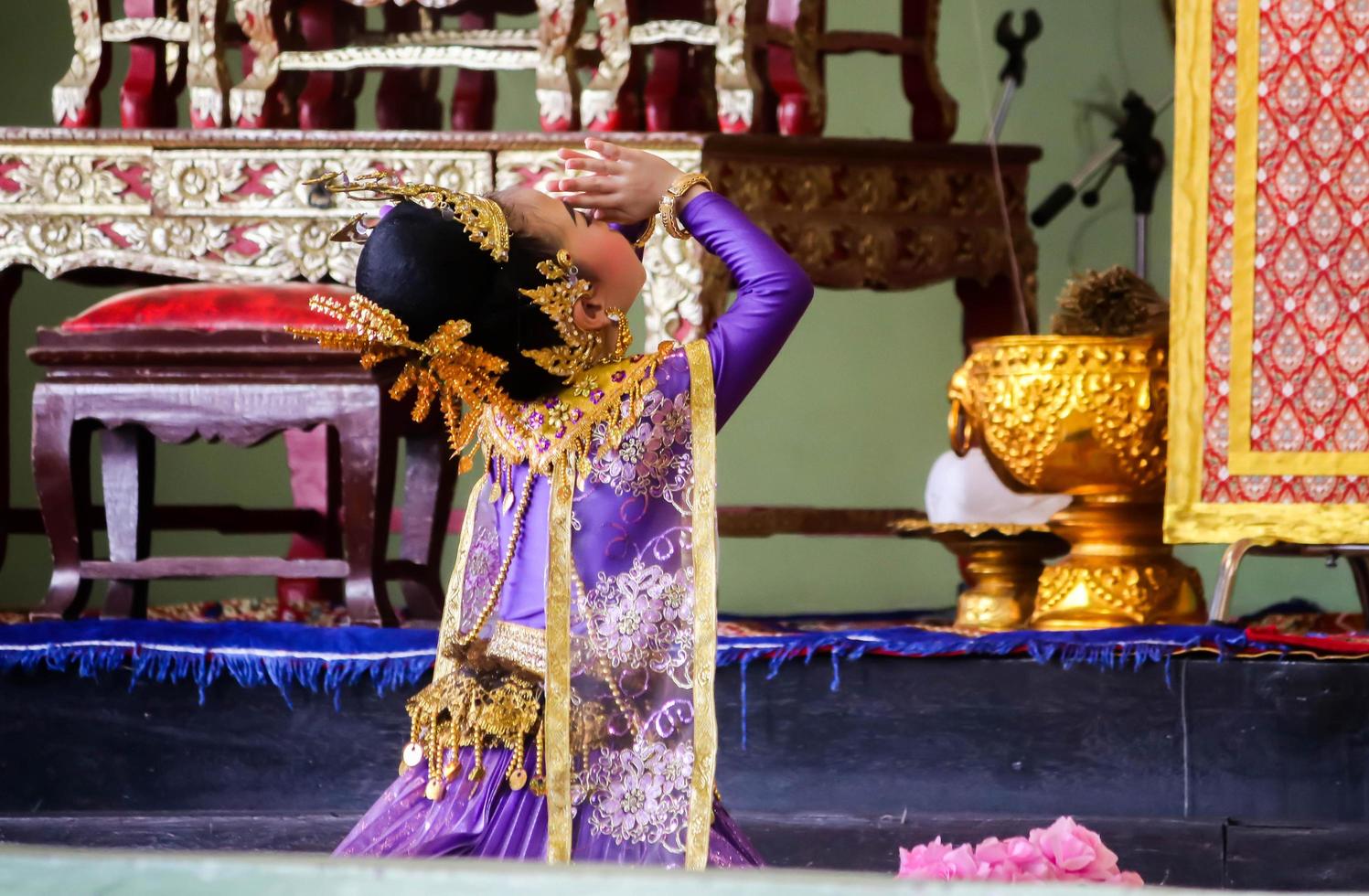 THAILAND,THAILAND -26 June 2019 Single Little child girl Thai dance on 26 June 2019 photo