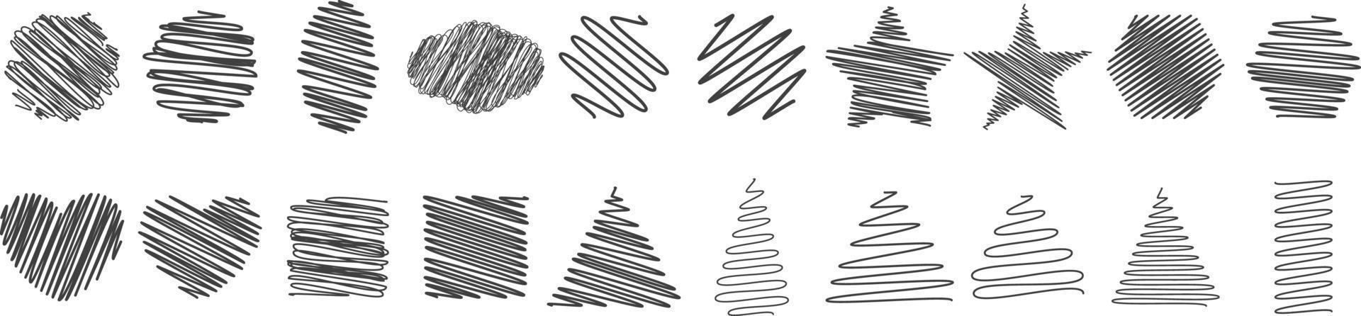 Collection of doodle line scribble vector