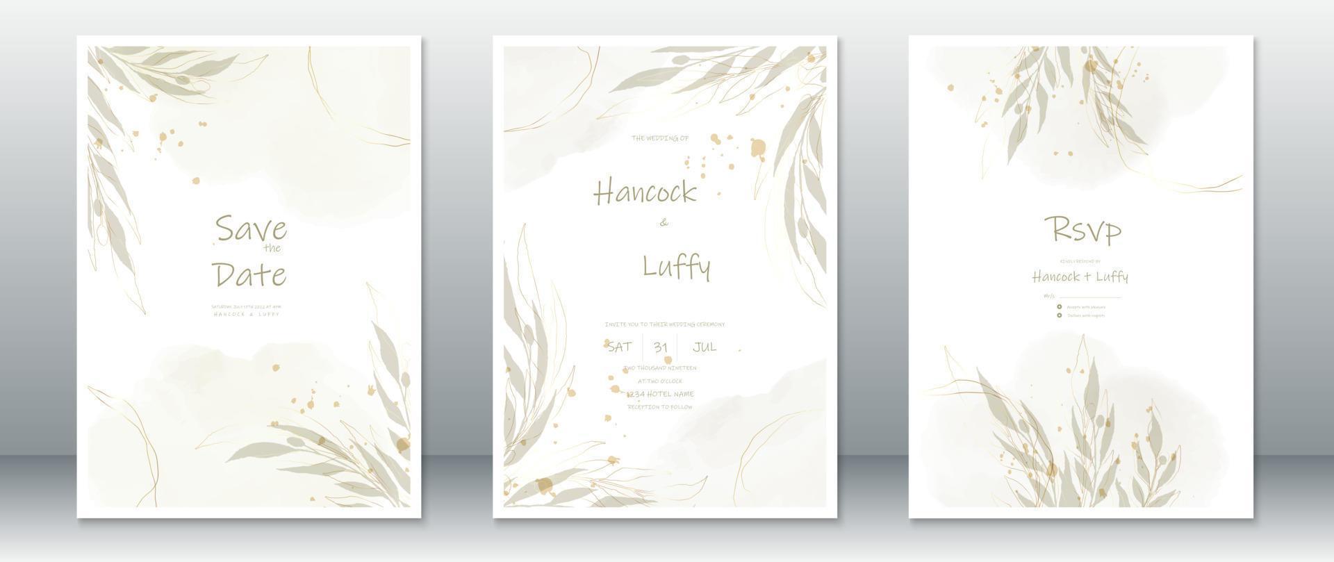 Wedding invitation card watercolor background vector