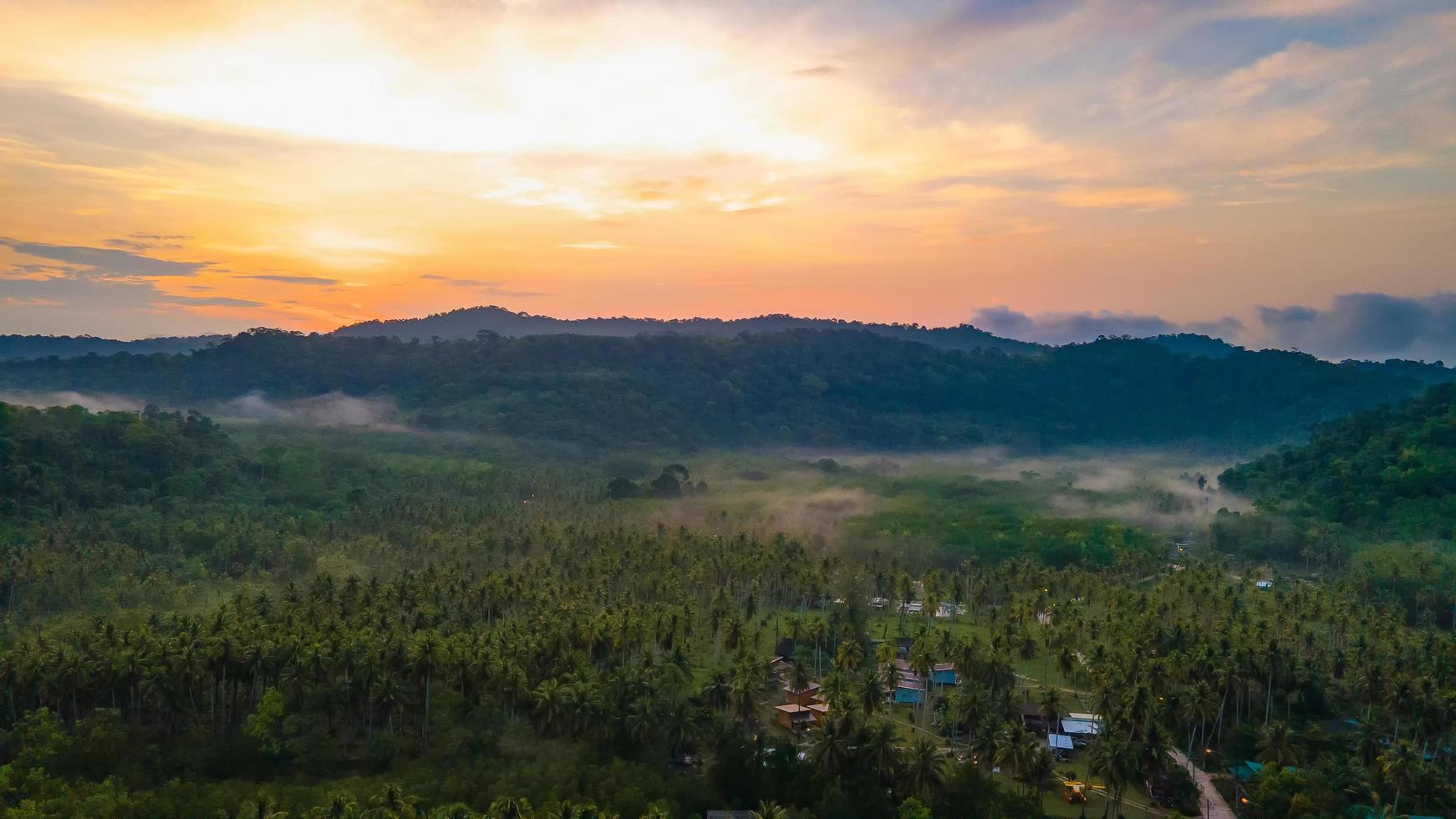 Aerial view of nature tropical paradise island beach enjoin a good summer beautiful time on the beach with clear water and blue sky in Koh kood or Ko Kut, Thailand. photo