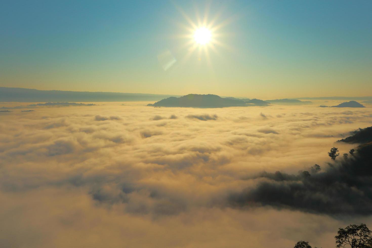 Great views of Sunrise with mountains and cloud. photo