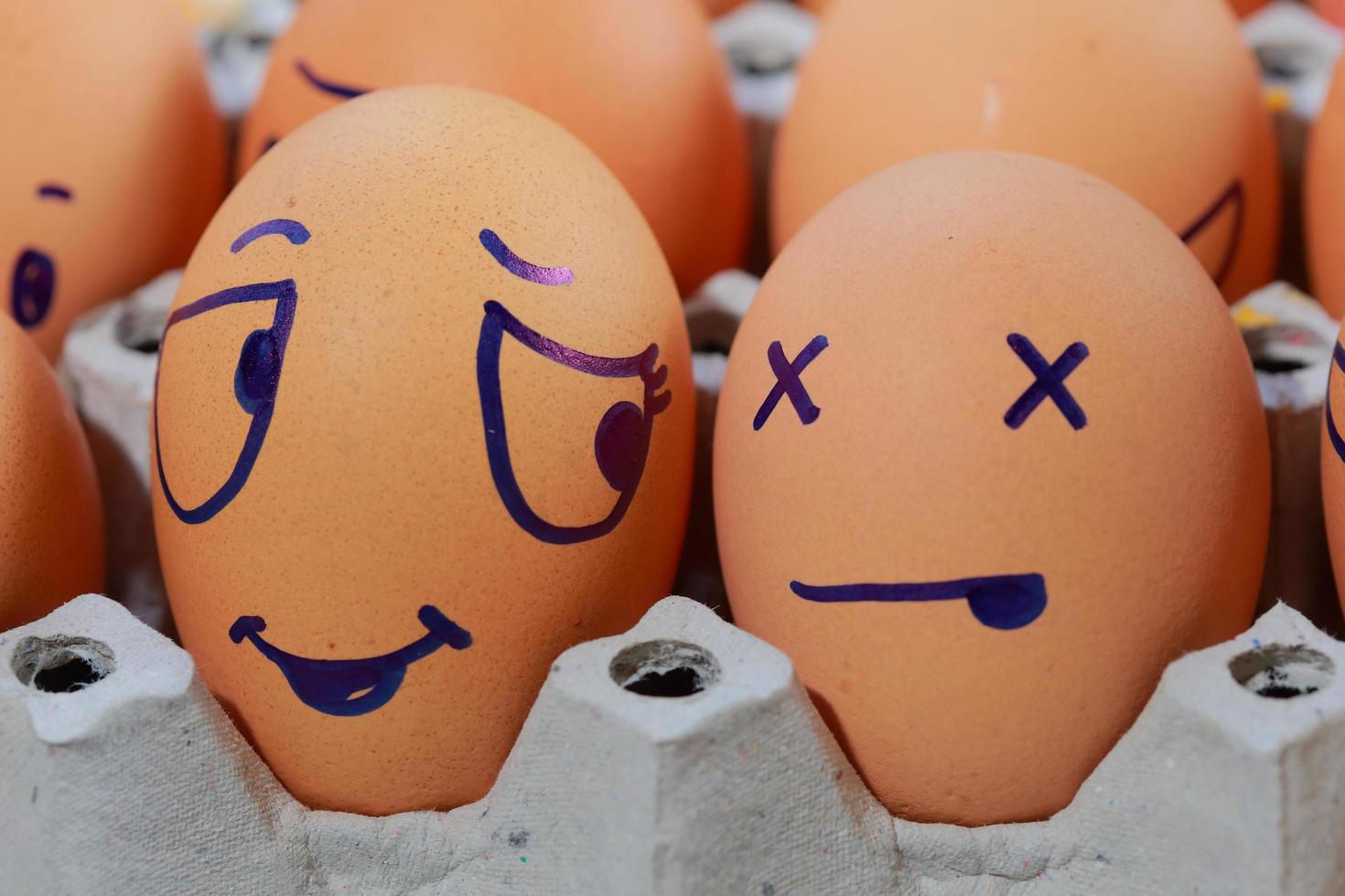 Emotion of fresh eggs  on a straw. photo