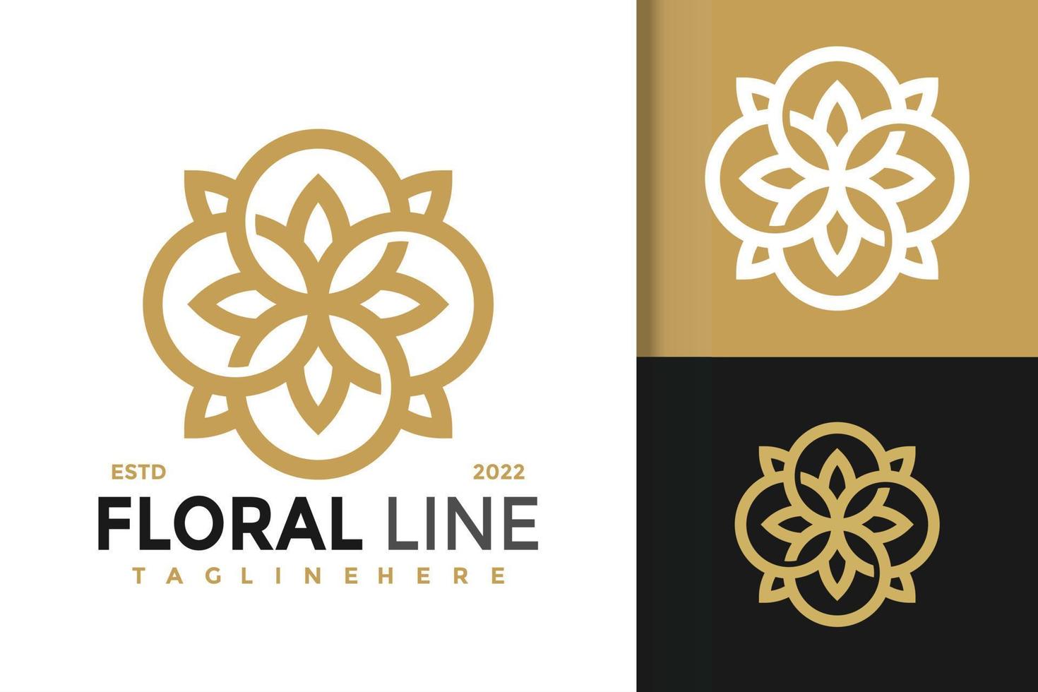 plantilla de vector de diseño de logotipo moderno elegante línea floral de lujo