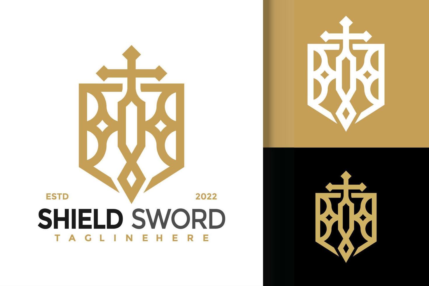 Luxury Shield Sword Logo Design, Brand Identity logos vector, modern logo, Logo Designs Vector Illustration Template