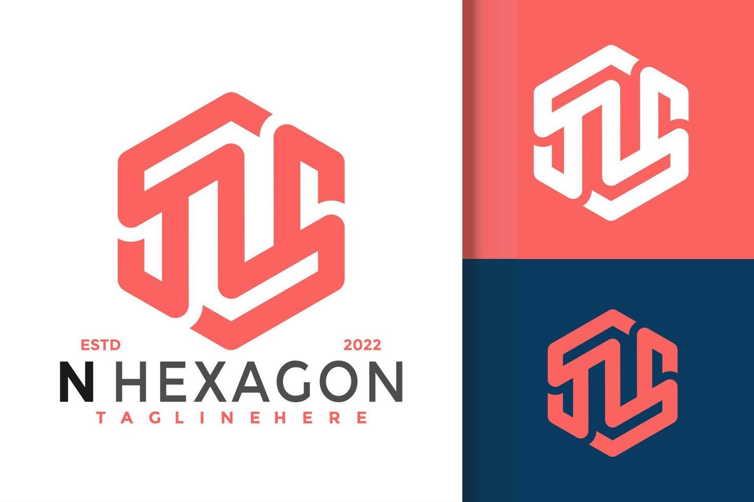 letra n diseño de logotipo hexagonal, vector de logotipos de identidad de marca, logotipo moderno, plantilla de ilustración vectorial de diseños de logotipos