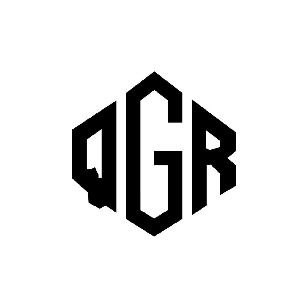 QGR letter logo design with polygon shape. QGR polygon and cube shape logo design. QGR hexagon vector logo template white and black colors. QGR monogram, business and real estate logo.