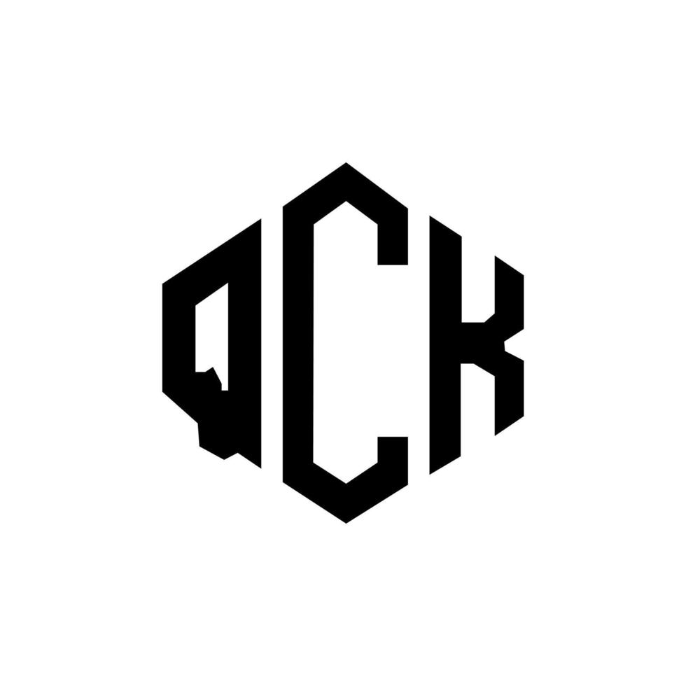 diseño de logotipo de letra qck con forma de polígono. diseño de logotipo en forma de cubo y polígono qck. qck hexágono vector logo plantilla colores blanco y negro. Monograma qck, logotipo comercial y inmobiliario.