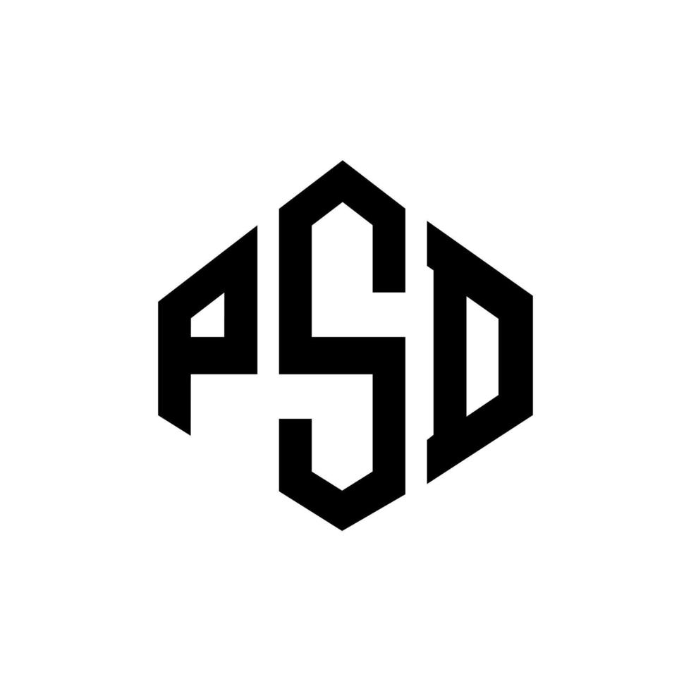 PSD letter logo design with polygon shape. PSD polygon and cube shape logo design. PSD hexagon vector logo template white and black colors. PSD monogram, business and real estate logo.