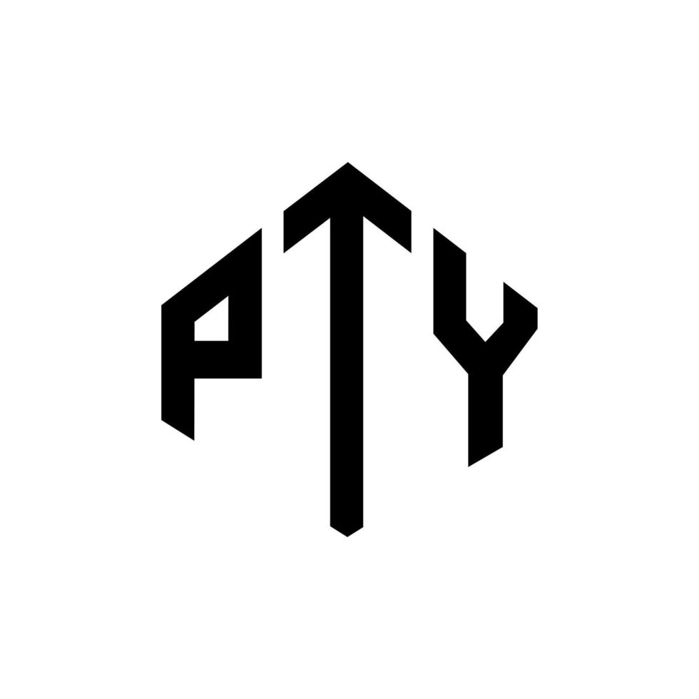 diseño de logotipo de letra pty con forma de polígono. pty polígono y diseño de logotipo en forma de cubo. pty hexágono vector logo plantilla colores blanco y negro. monograma pty, logotipo comercial y inmobiliario.