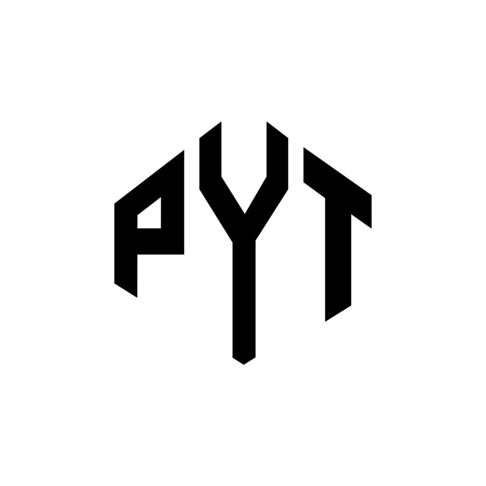 diseño de logotipo de letra pyt con forma de polígono. Diseño de logotipo en forma de cubo y polígono pyt. pyt hexagon vector logo plantilla colores blanco y negro. monograma pyt, logotipo comercial y inmobiliario.