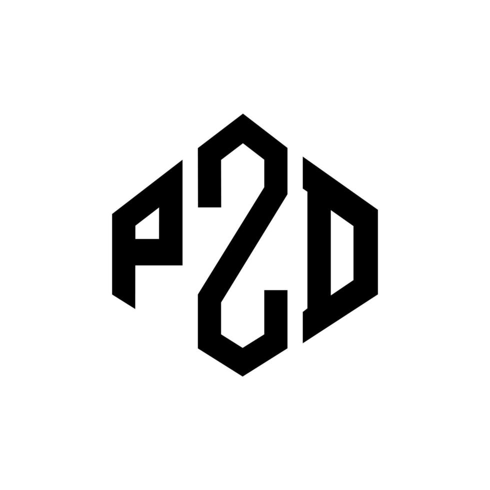 diseño de logotipo de letra pzd con forma de polígono. Diseño de logotipo en forma de cubo y polígono pzd. Pzd hexágono vector logo plantilla colores blanco y negro. monograma pzd, logotipo empresarial y inmobiliario.