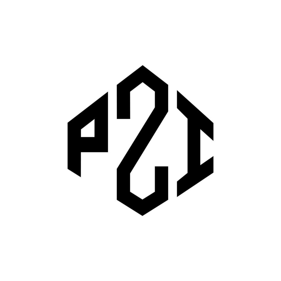 diseño de logotipo de letra pzi con forma de polígono. diseño de logotipo de forma de cubo y polígono pzi. plantilla de logotipo vectorial hexagonal pzi colores blanco y negro. monograma pzi, logotipo empresarial y inmobiliario. vector