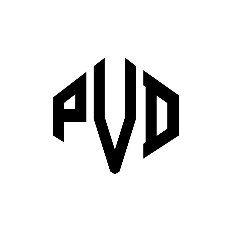 diseño de logotipo de letra pvd con forma de polígono. diseño de logotipo de forma de cubo y polígono pvd. Pvd hexágono vector logo plantilla colores blanco y negro. Monograma de pvd, logotipo comercial y inmobiliario.