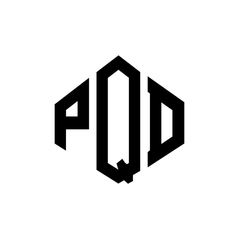 diseño de logotipo de letra pqd con forma de polígono. Diseño de logotipo en forma de cubo y polígono pqd. pqd hexágono vector logo plantilla colores blanco y negro. monograma pqd, logotipo comercial e inmobiliario.