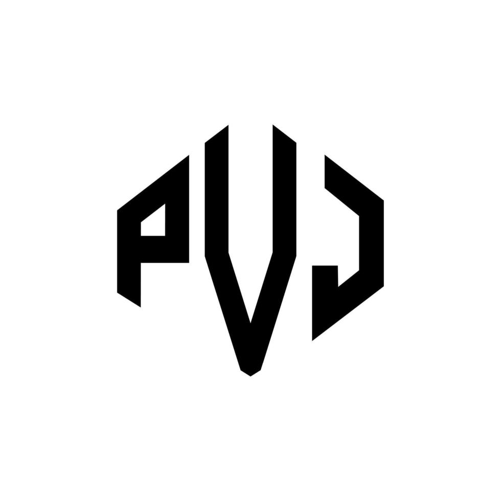 diseño de logotipo de letra pvj con forma de polígono. diseño de logotipo de forma de cubo y polígono pvj. pvj hexágono vector logo plantilla colores blanco y negro. Monograma de pvj, logotipo comercial y inmobiliario.