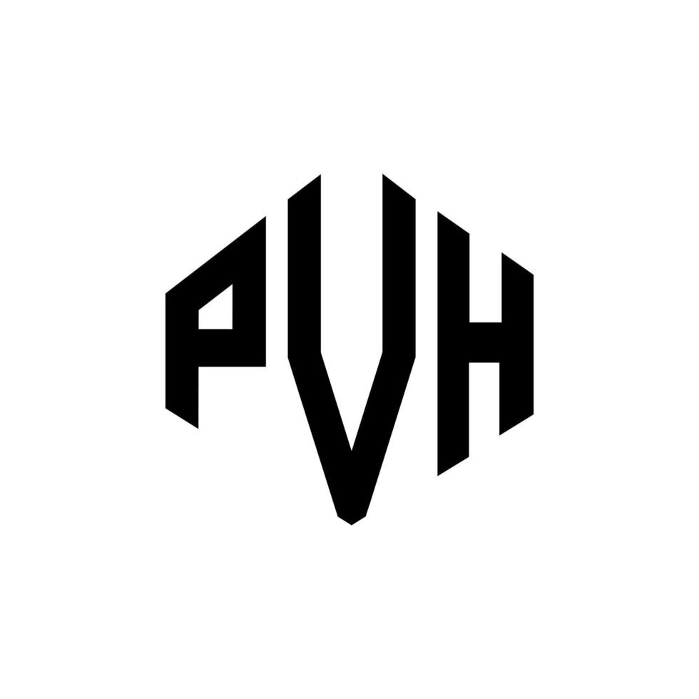 diseño de logotipo de letra pvh con forma de polígono. diseño de logotipo de forma de cubo y polígono pvh. pvh hexágono vector logo plantilla colores blanco y negro. Monograma de pvh, logotipo comercial y inmobiliario.