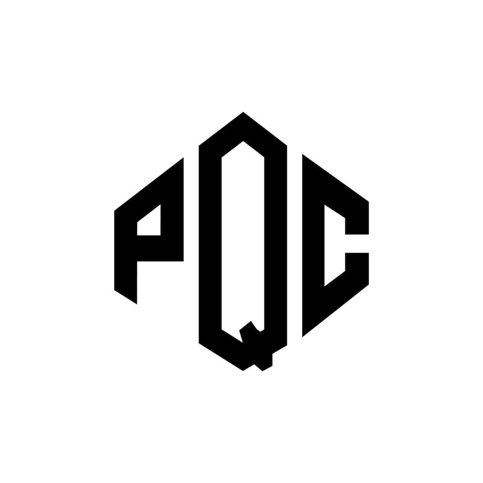 diseño de logotipo de letra pqc con forma de polígono. diseño de logotipo de forma de cubo y polígono pqc. Plantilla de logotipo de vector hexagonal pqc colores blanco y negro. monograma pqc, logotipo empresarial y inmobiliario.