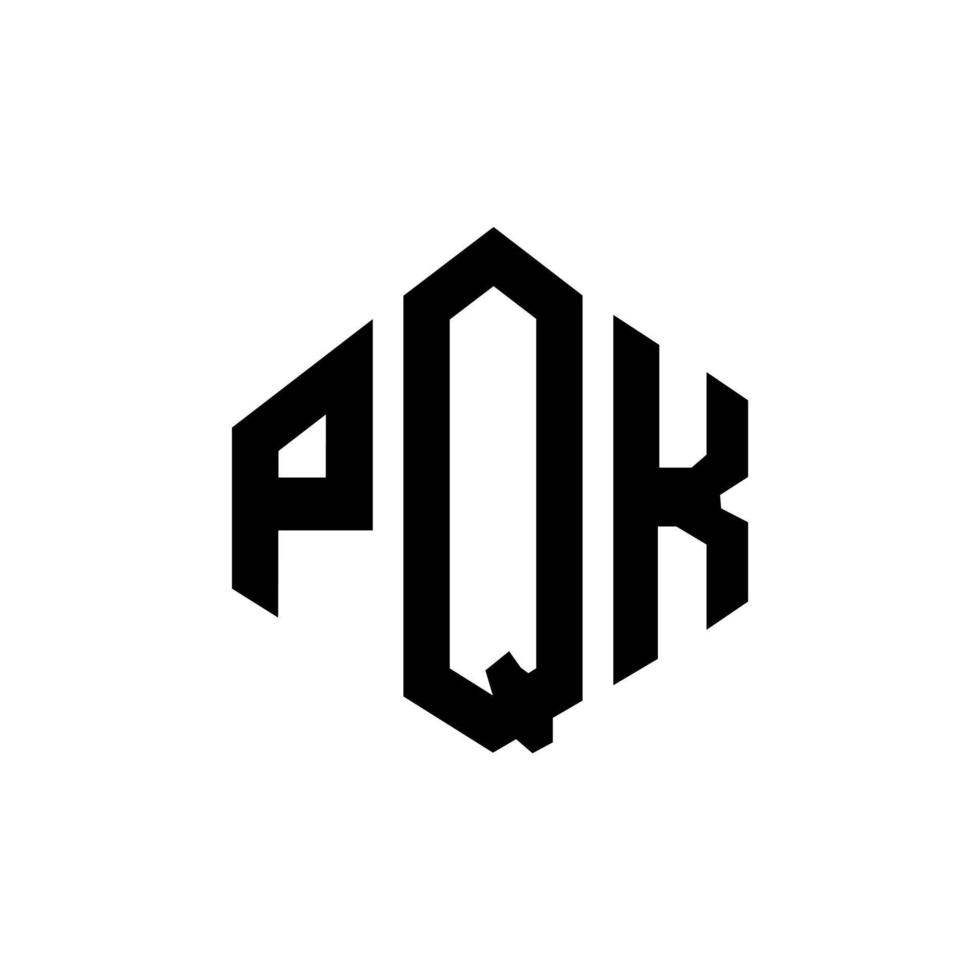 diseño de logotipo de letra pqk con forma de polígono. pqk polígono y diseño de logotipo en forma de cubo. pqk hexágono vector logo plantilla colores blanco y negro. monograma pqk, logotipo empresarial y inmobiliario.