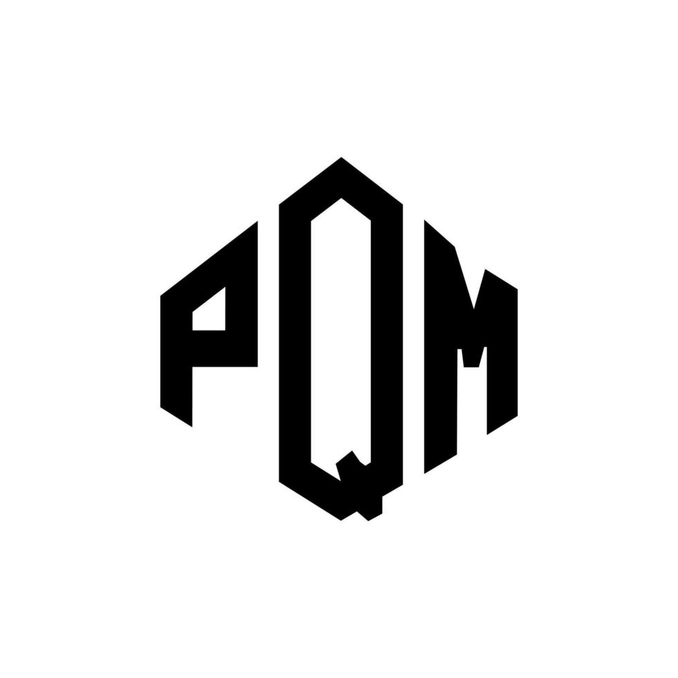 diseño de logotipo de letra pqm con forma de polígono. diseño de logotipo de forma de cubo y polígono pqm. pqm hexágono vector logo plantilla colores blanco y negro. monograma pqm, logotipo comercial e inmobiliario.