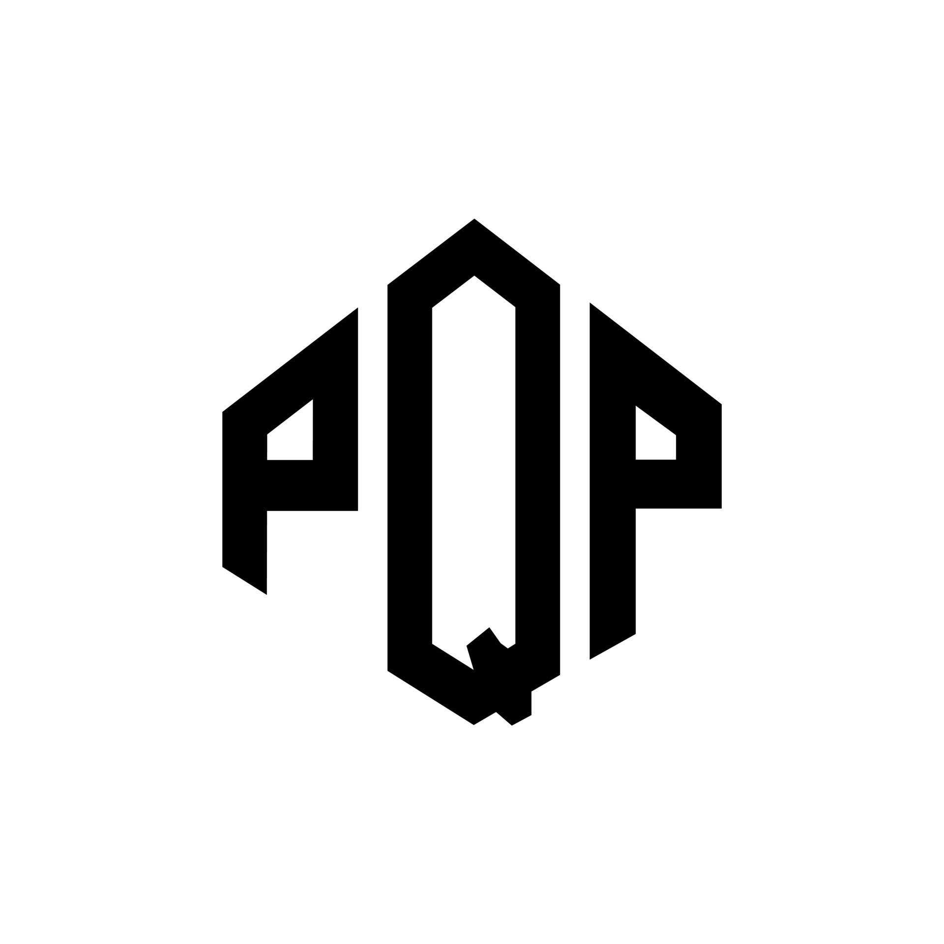 PQP letter logo design with polygon shape. PQP polygon and cube shape