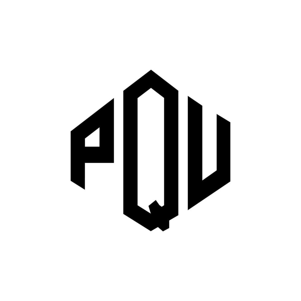 diseño de logotipo de letra pqu con forma de polígono. diseño de logotipo de forma de cubo y polígono pqu. pqu hexágono vector logo plantilla colores blanco y negro. monograma pqu, logo comercial e inmobiliario.