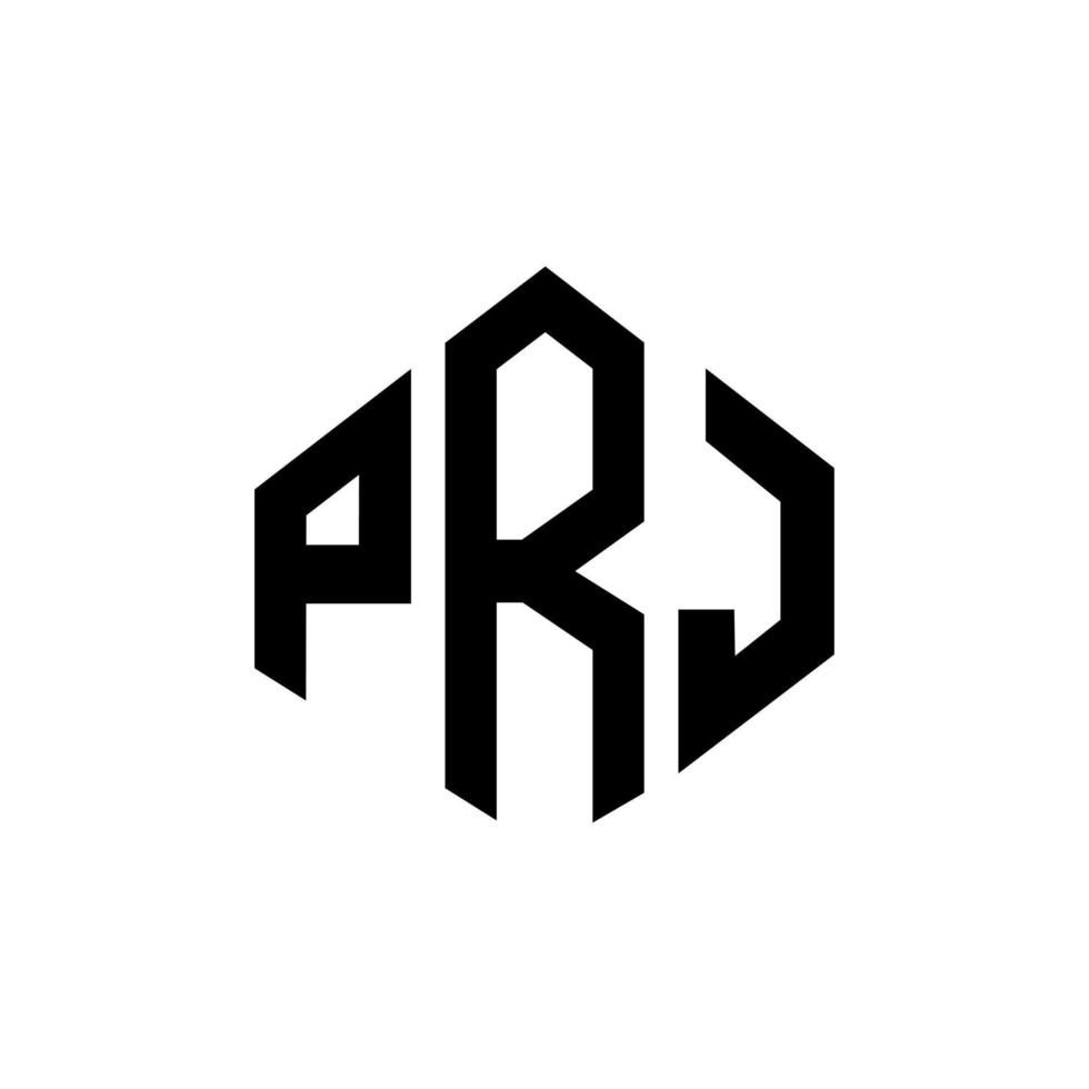 diseño de logotipo de letra prj con forma de polígono. prj polígono y diseño de logotipo en forma de cubo. prj hexágono vector logo plantilla colores blanco y negro. monograma prj, logotipo empresarial y inmobiliario.