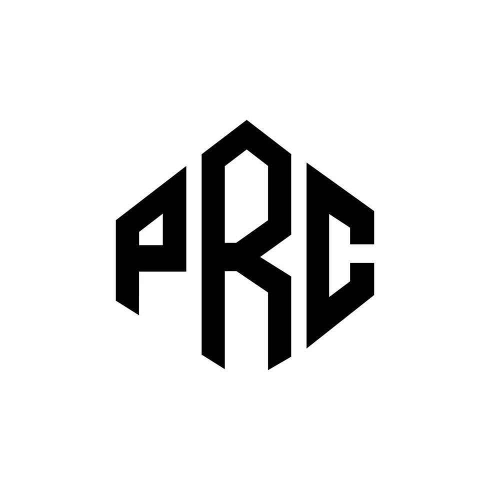 diseño de logotipo de letra prc con forma de polígono. diseño de logotipo en forma de cubo y polígono prc. prc hexágono vector logo plantilla colores blanco y negro. monograma prc, logotipo empresarial y inmobiliario.