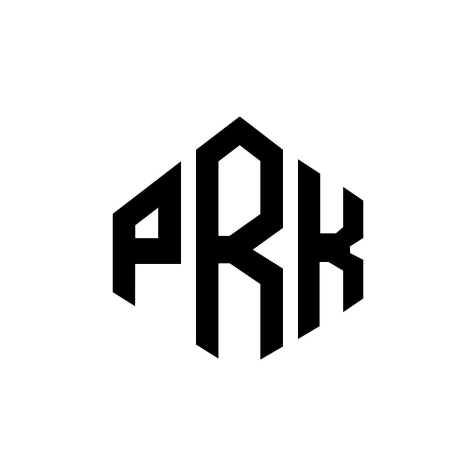 PRK letter logo design with polygon shape. PRK polygon and cube shape logo design. PRK hexagon vector logo template white and black colors. PRK monogram, business and real estate logo.